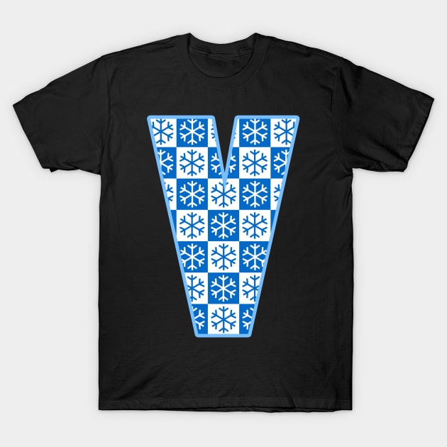 Initial letter V - Christmas pattern winter snowflake T-Shirt by LiquidLine